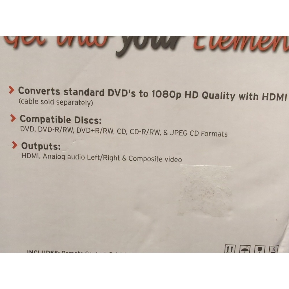 Element Electronics- HDMI DVD Player With Up-Conversion- EDHFT12 - New - Picture 3 of 5
